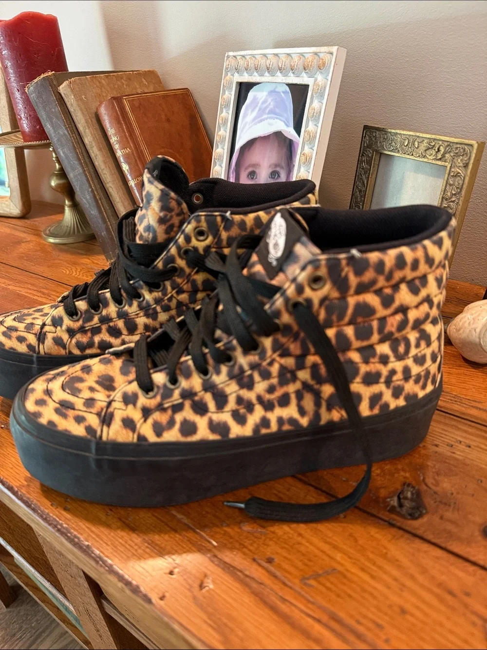 Vans Y2K Sk8-HI Platform Leopard Print High Sneakers - Black & Tan